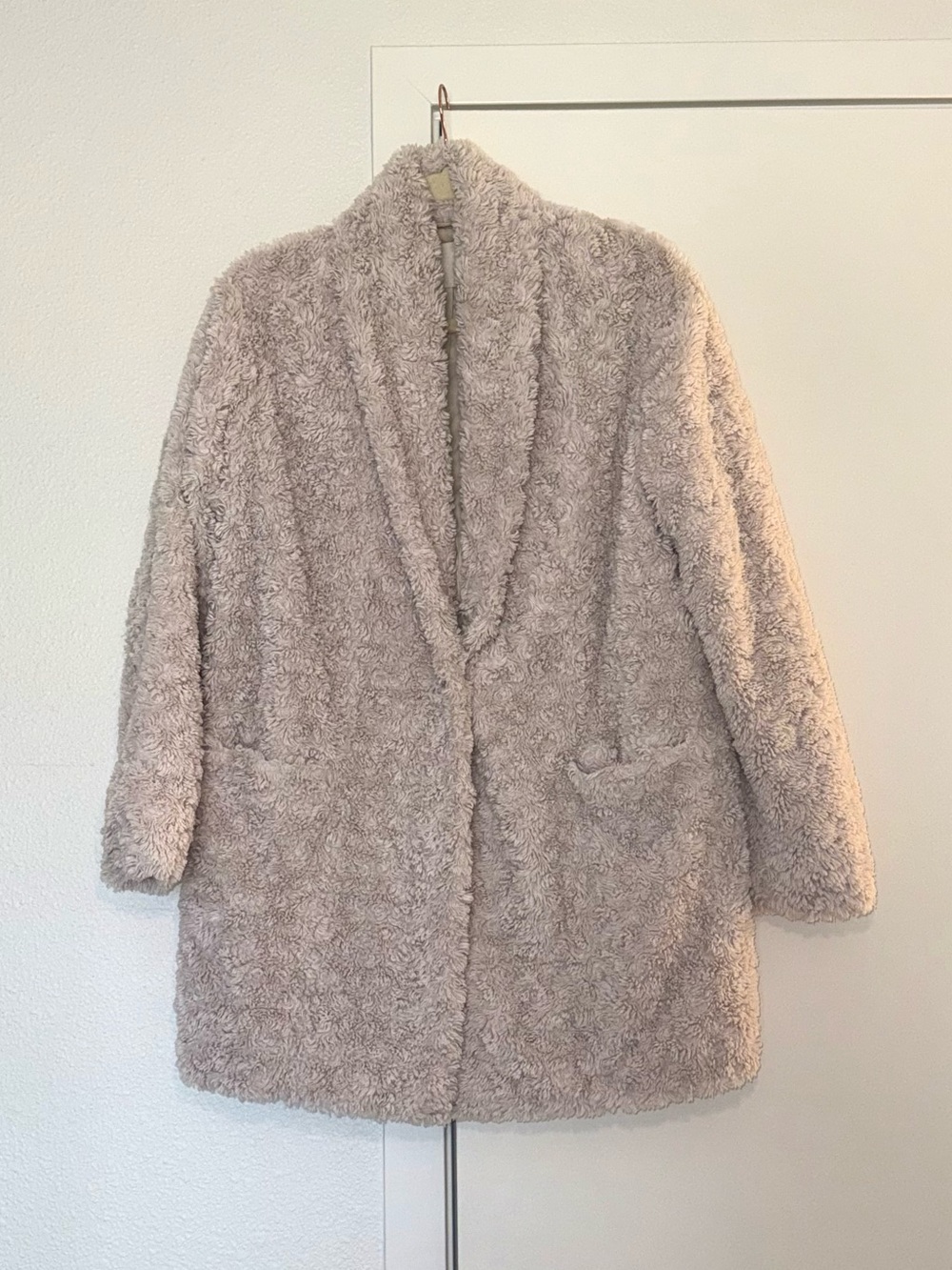 Wilfred Faux Teddy Coat in Light Beige